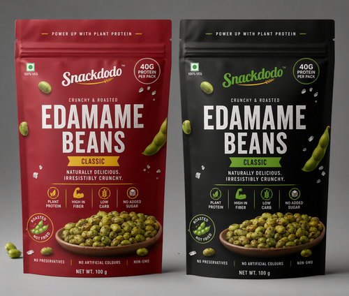 Snackdodo Roasted Edamame Beans - Red and Black pouch duo