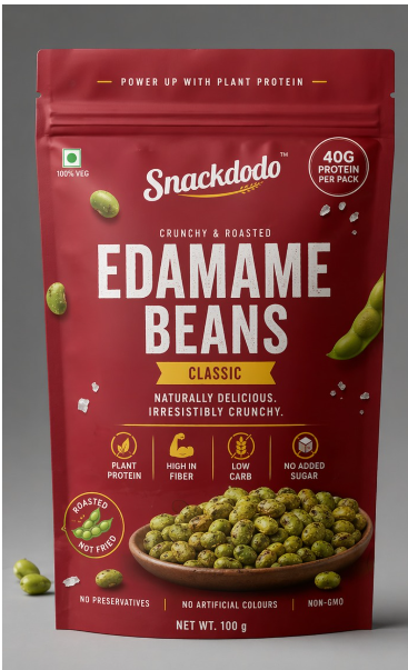 Snackdodo Roasted Edamame Beans Classic - Red pouch 100g